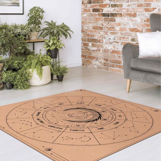 Cork mat - Astrology Mon And Starsigns - Square 1:1