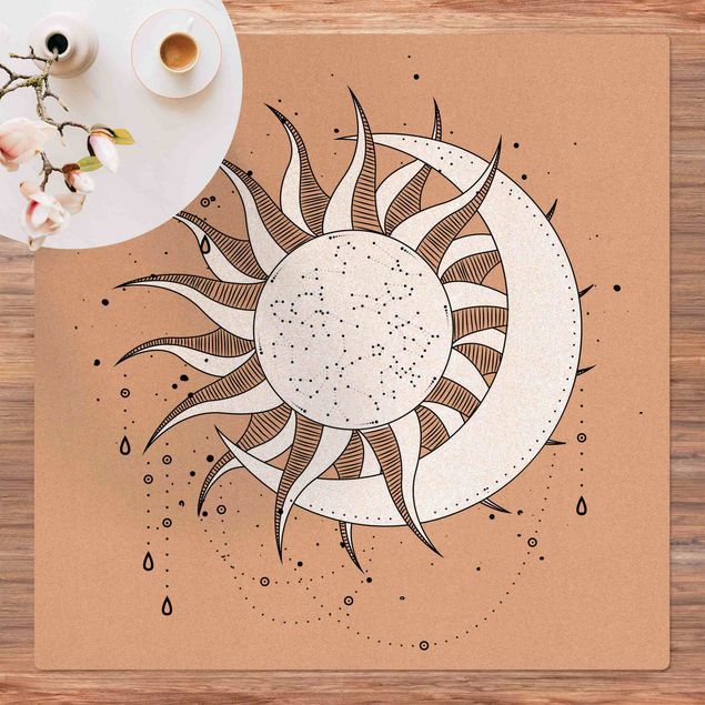 Cork mat - Astrology Sun Moon Constellation - Square 1:1