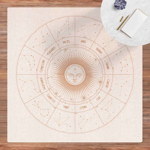 Cork mat - Astrology Zodiac Signs In The Solar Circle - Square 1:1