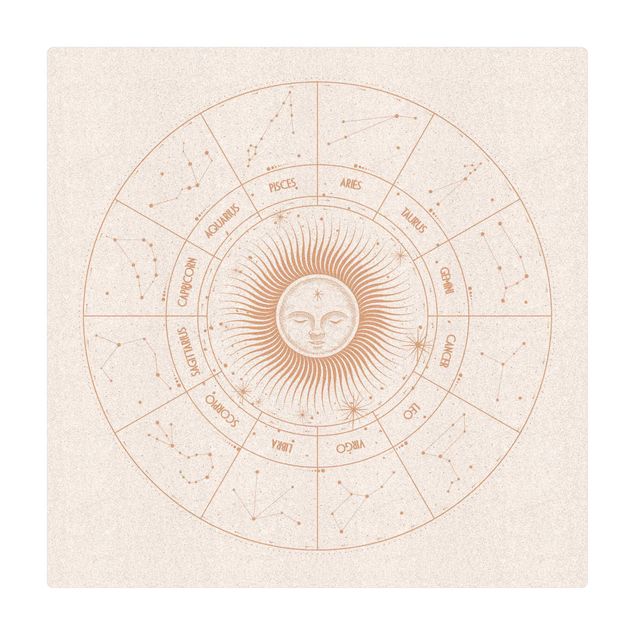 Cork mat - Astrology Zodiac Signs In The Solar Circle - Square 1:1