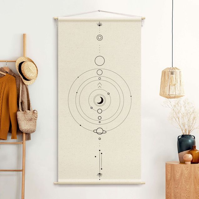 modern tapestry Astrology Orbit Planets Black
