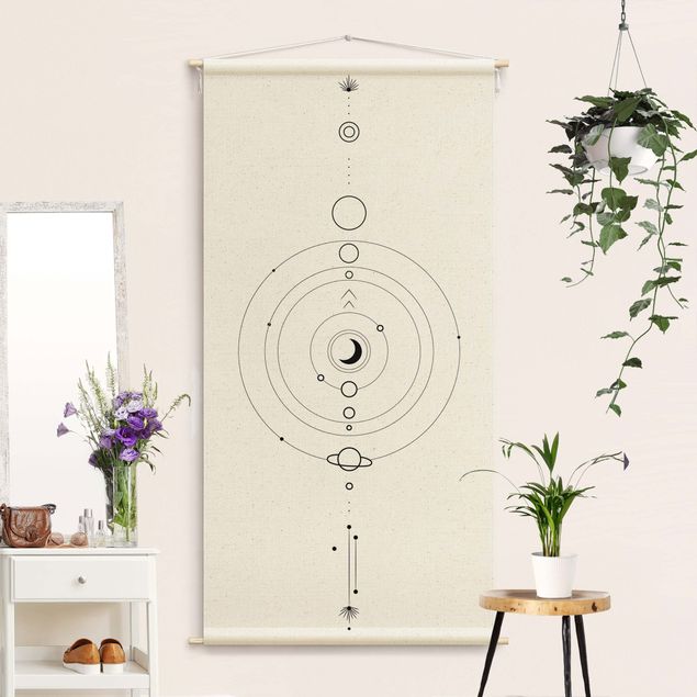 extra large tapestry Astrology Orbit Planets Black