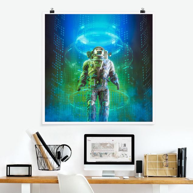 Poster art print - Astronaut In A Cone Of Light