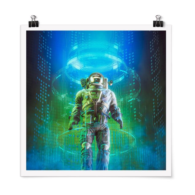 Poster art print - Astronaut In A Cone Of Light