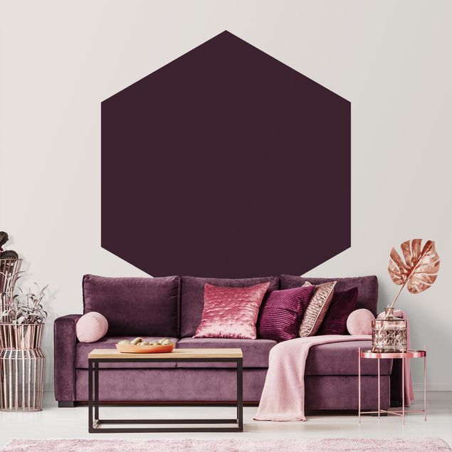 Self-adhesive hexagonal pattern wallpaper - Aubergine