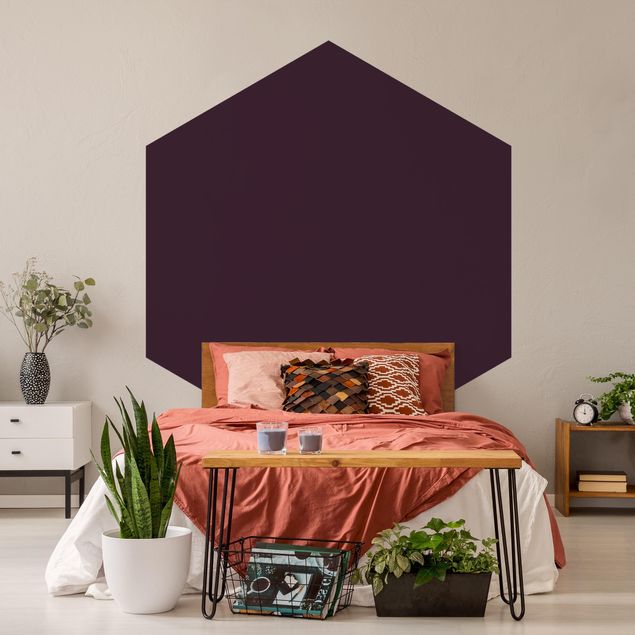 Self-adhesive hexagonal pattern wallpaper - Aubergine