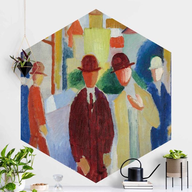 Hexagonal wallpapers August Macke - Bright Street With People