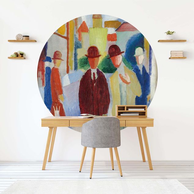 Self-adhesive round wallpaper - August Macke - Bright Street with People