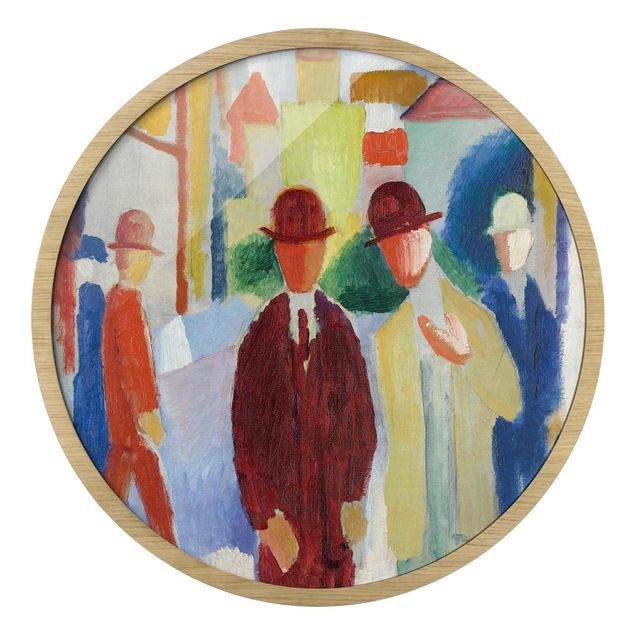 Circular framed print - August Macke - Bright Street With People