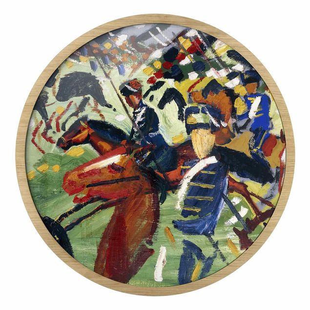Circular framed print - August Macke - Hussars On A Sortie