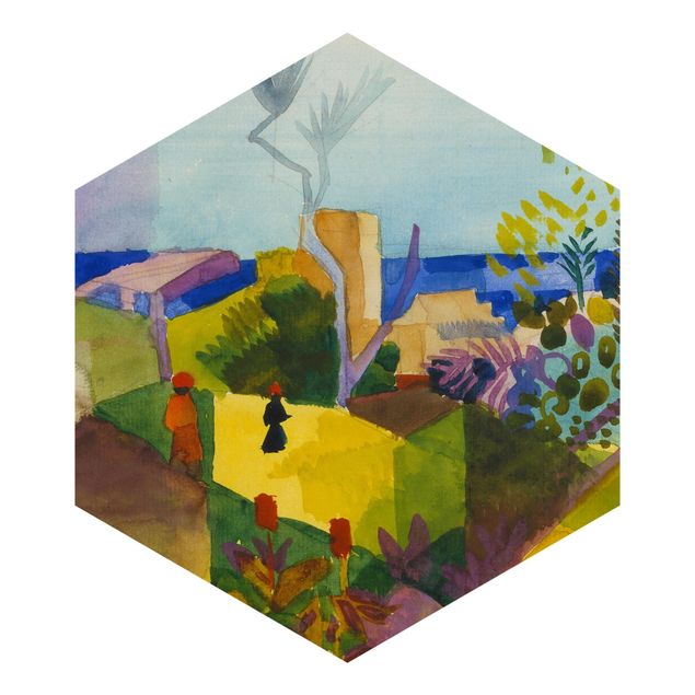 Self-adhesive hexagonal pattern wallpaper - August Macke - Landscape By The Sea