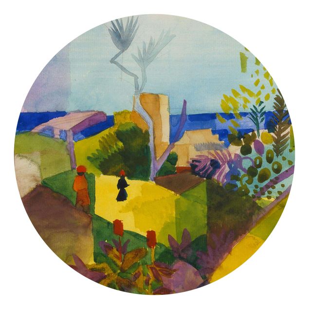 Self-adhesive round wallpaper - August Macke - Landscape By The Sea