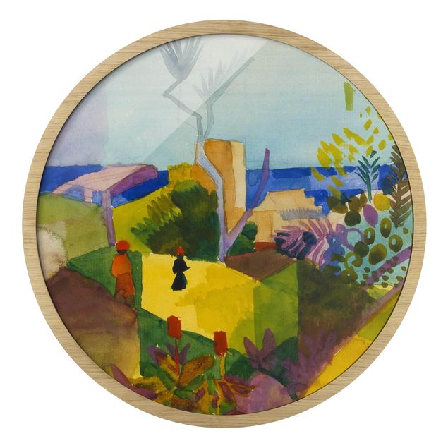 Circular framed print - August Macke - Landscape By The Sea