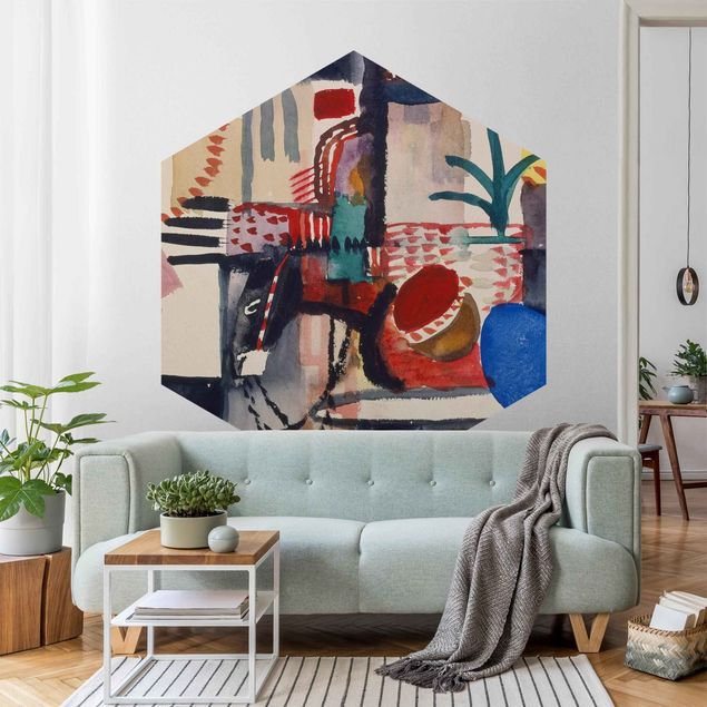Self-adhesive hexagonal pattern wallpaper - August Macke - Man With Donkey