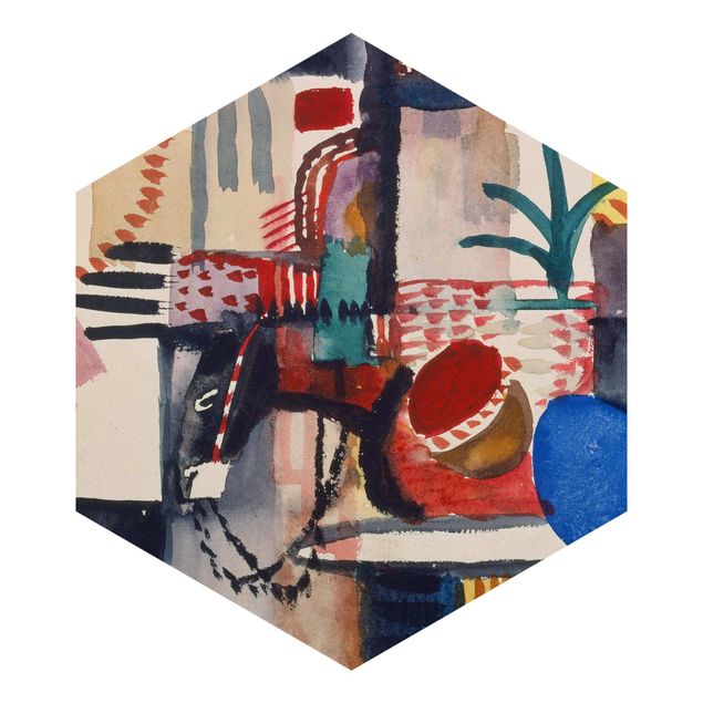 Self-adhesive hexagonal pattern wallpaper - August Macke - Man With Donkey