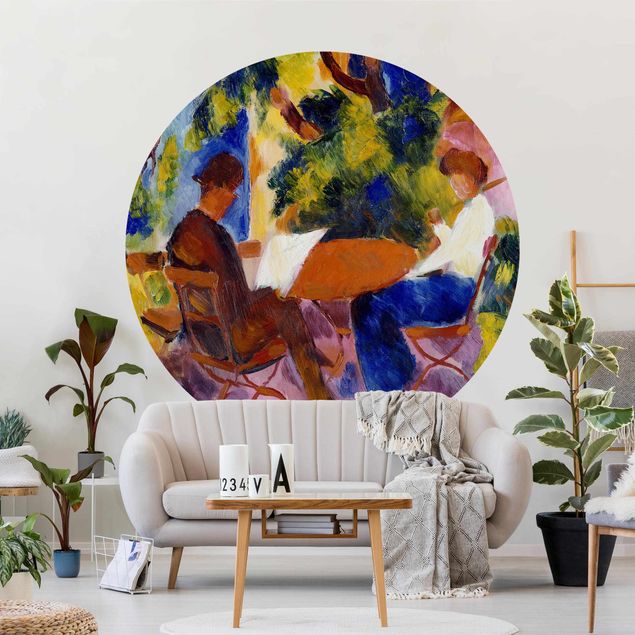 Self-adhesive round wallpaper - August Macke - Couple At The Garden Table