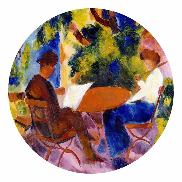Self-adhesive round wallpaper - August Macke - Couple At The Garden Table