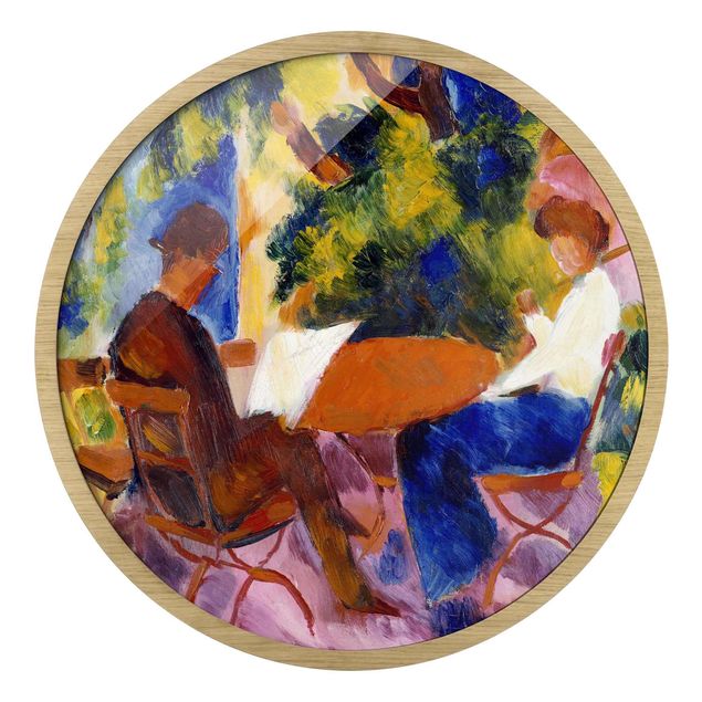 Circular framed print - August Macke - Couple At The Garden Table