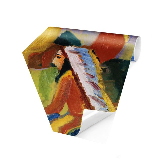 Self-adhesive hexagonal pattern wallpaper - August Macke - Riding Indians At The Tent