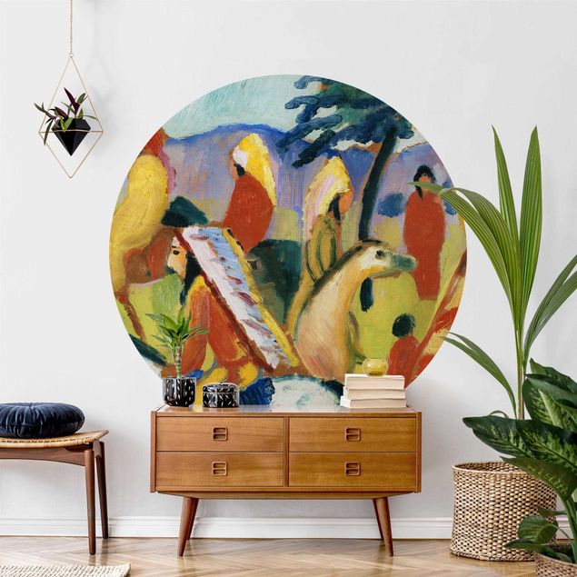 Self-adhesive round wallpaper - August Macke - Riding Indians