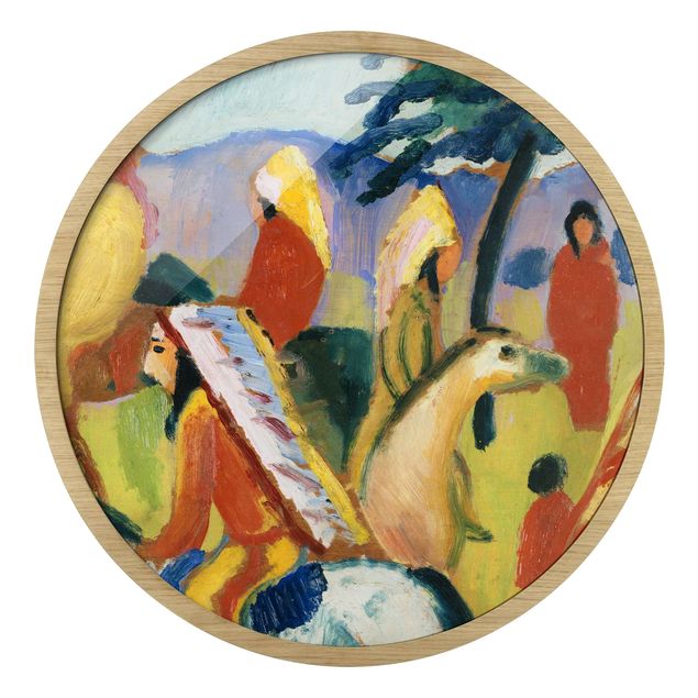 Circular framed print - August Macke - Riding Indians At The Tent