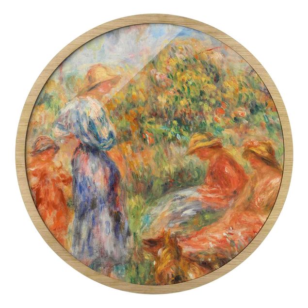 Circular framed print - Auguste Renoir - Three Women And Child In A Landscape