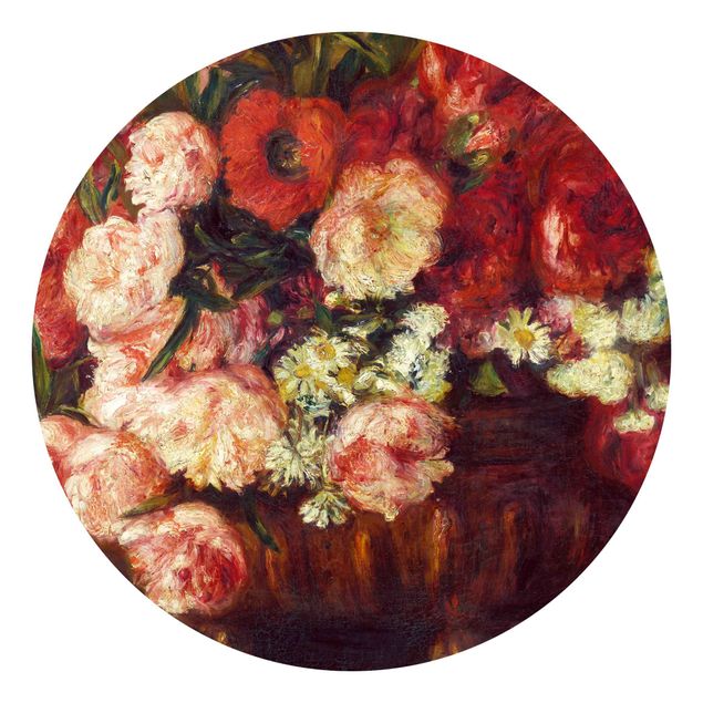 Self-adhesive round wallpaper - Auguste Renoir - Still Life With Peonies