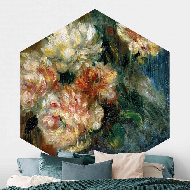 Hexagonal wallpapers Auguste Renoir - Vase Of Peonies
