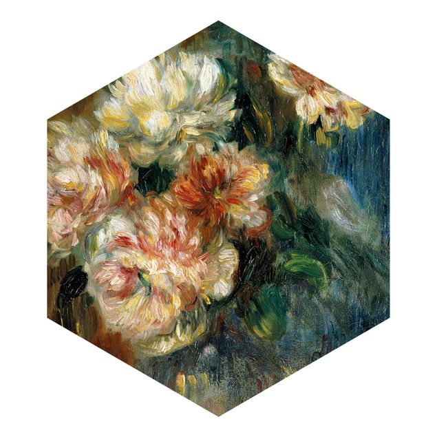 Self-adhesive hexagonal pattern wallpaper - Auguste Renoir - Vase Of Peonies