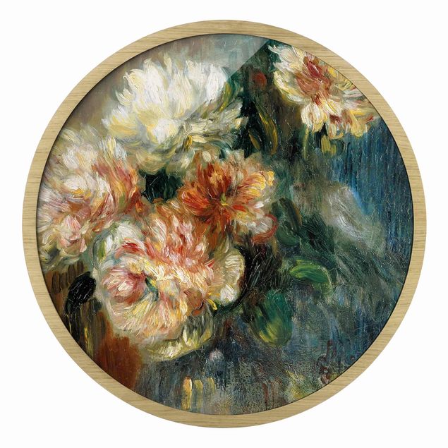 Circular framed print - Auguste Renoir - Vase Of Peonies