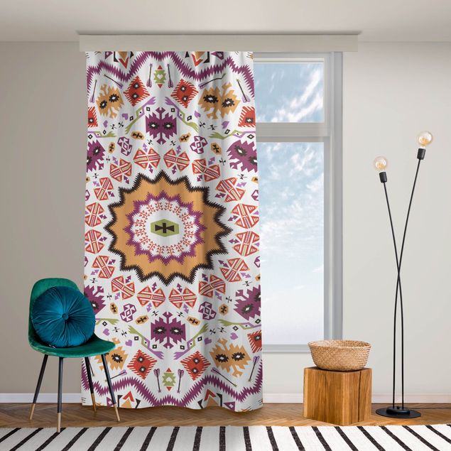 made to measure curtains Aztec Boho Mandala In Pink