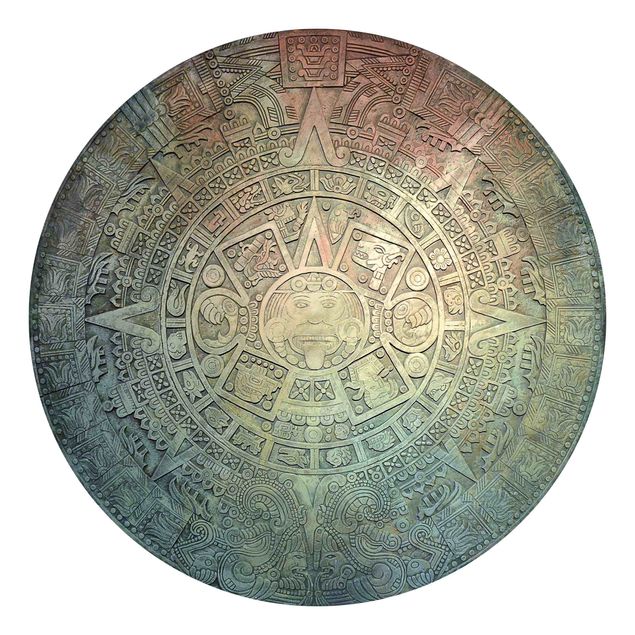 Self-adhesive round wallpaper - Aztec Ornamentation In A Circle
