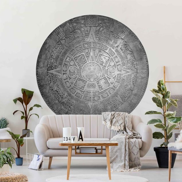 Wallpapers Aztec Ornamentation In A Circle Black And White