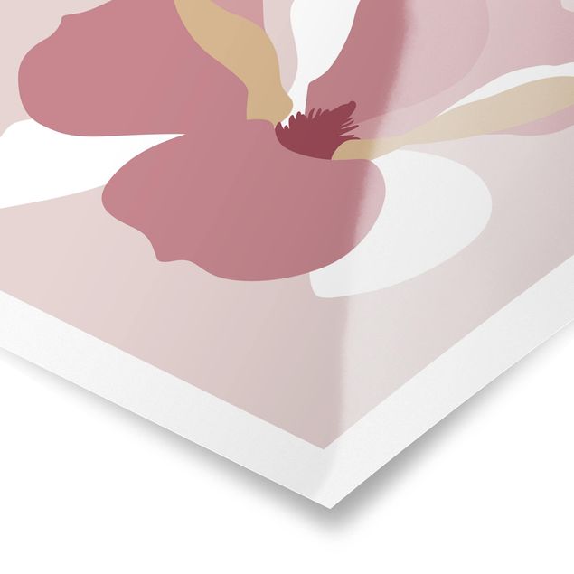 Poster - Line Art Flowers Pastel Pink