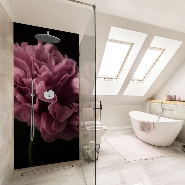 Shower panels Proud Peony In Front Of Black