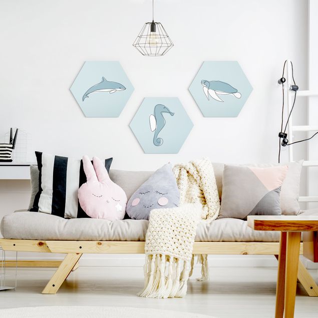 Forex hexagon - Dolphin Turtle Seahorse Line Art