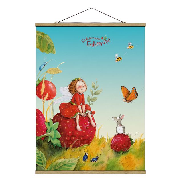 Fabric print with poster hangers - Little Strawberry Strawberry Fairy - Enchanting