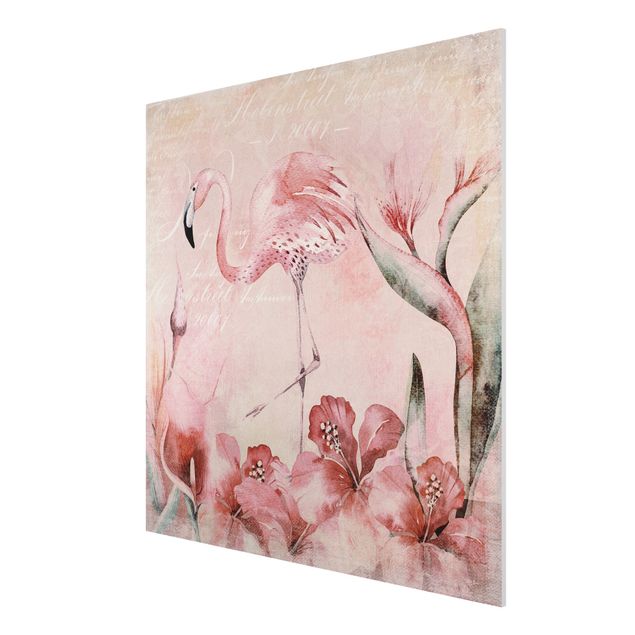 Print on forex - Shabby Chic Collage - Flamingo
