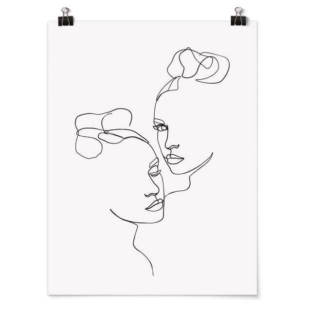 Poster - Line Art Faces Women Black And White