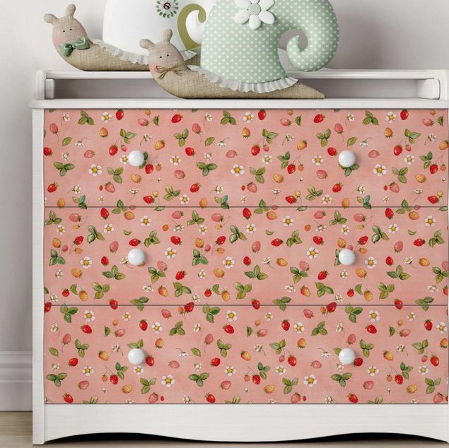 Adhesive film for furniture - Little Strawberry Strawberry Fairy - Strawberry Flowers
