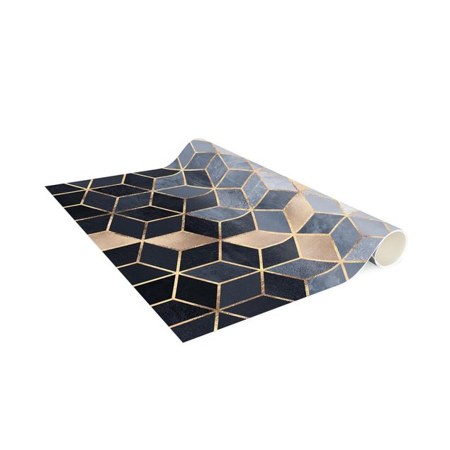 contemporary rugs Blue White Golden Geometry