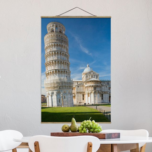 Fabric print with poster hangers - The Leaning Tower of Pisa