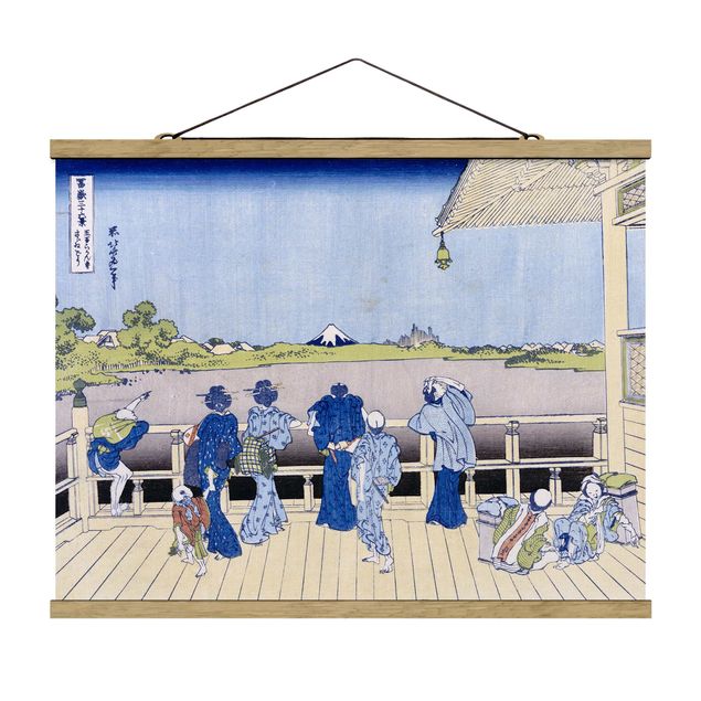 Fabric print with poster hangers - Katsushika Hokusai - The Sazai Hall in the Rakanji Temple