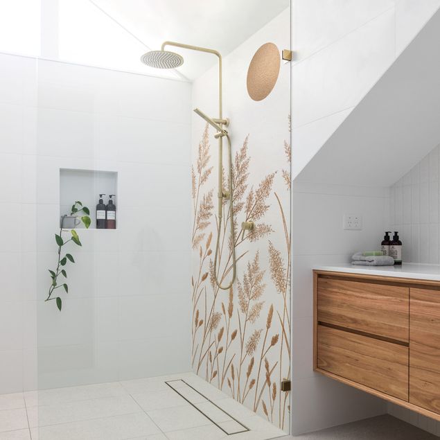 Shower panels Grasses And Moon In Gold