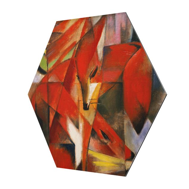 Alu-Dibond hexagon - Franz Marc - Foxes