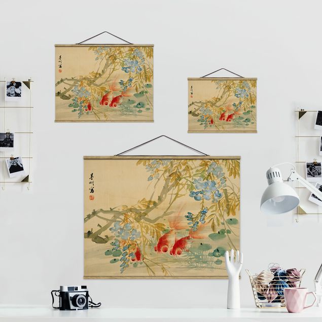 Fabric print with poster hangers - Ni Tian - Goldfish