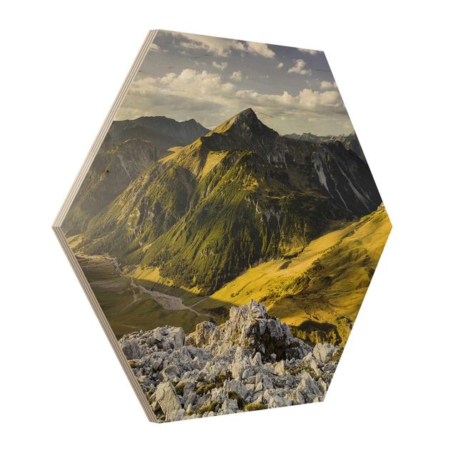 Wooden hexagon - Mountains And Valley Of The Lechtal Alps In Tirol