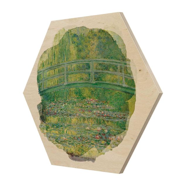 Wooden hexagon - Water Colours - Claude Monet - Japanese Bridge