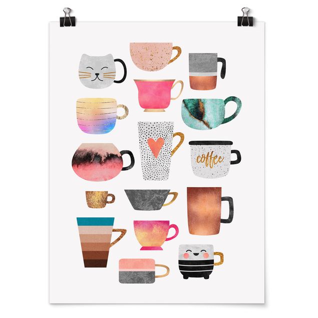 Poster - Colourful Mugs With Gold