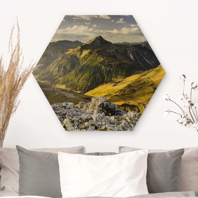 Wooden hexagon - Mountains And Valley Of The Lechtal Alps In Tirol